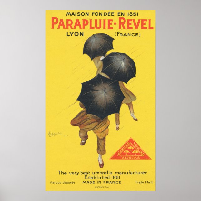 PARAPLUIE REVEL Fransk Parbrella Manufacturer Old Poster (Framsidan)