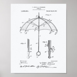 Paraply 1912 Patent Art White Papprare Poster