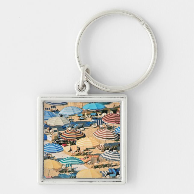 Paraply 3 fyrkantig silverfärgad nyckelring (Framsidan)