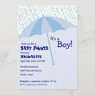 Paraply Baby Shower Blue-inbjudan Inbjudningar
