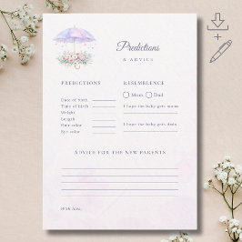 Paraply Baby Shower Förutsägelser & Rådkort Inbjudningar