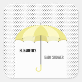 Paraply Baby Shower Present Taggar, Gula Festgåvor Fyrkantigt Klistermärke