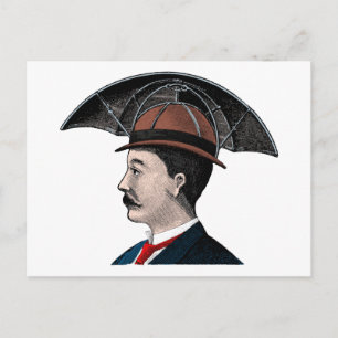 Paraply Hatt - Vintage Illustration Vykort