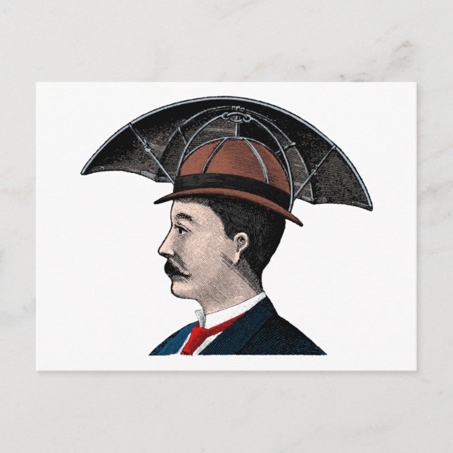 Paraply Hatt - Vintage Illustration Vykort (Framsida)