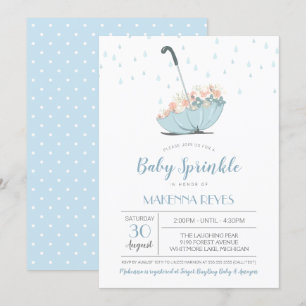 Paraply med blommor Kön Neutral Baby Sprinkle Inbjudningar