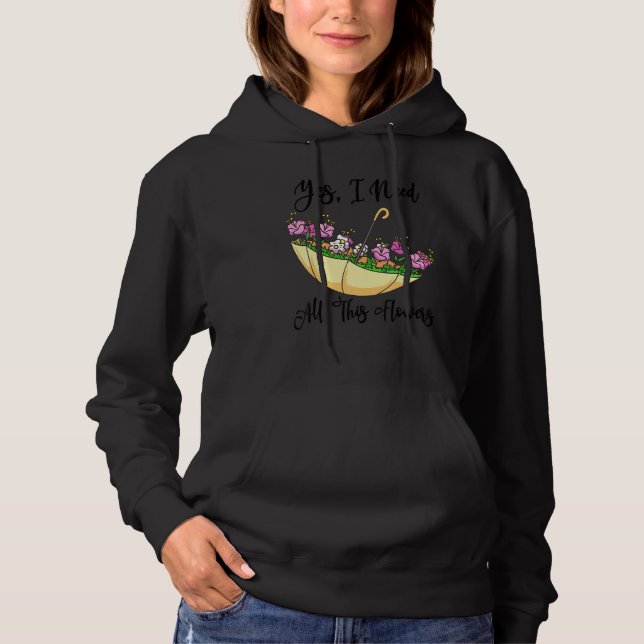 Paraply med blommor  upp och ned t shirt (Framsida)