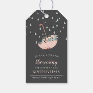 Paraply med Flowers Girl Baby Shower Favor Presentetikett