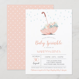 Paraply med Flowers Girl eller Twillingar Baby Spr Inbjudningar