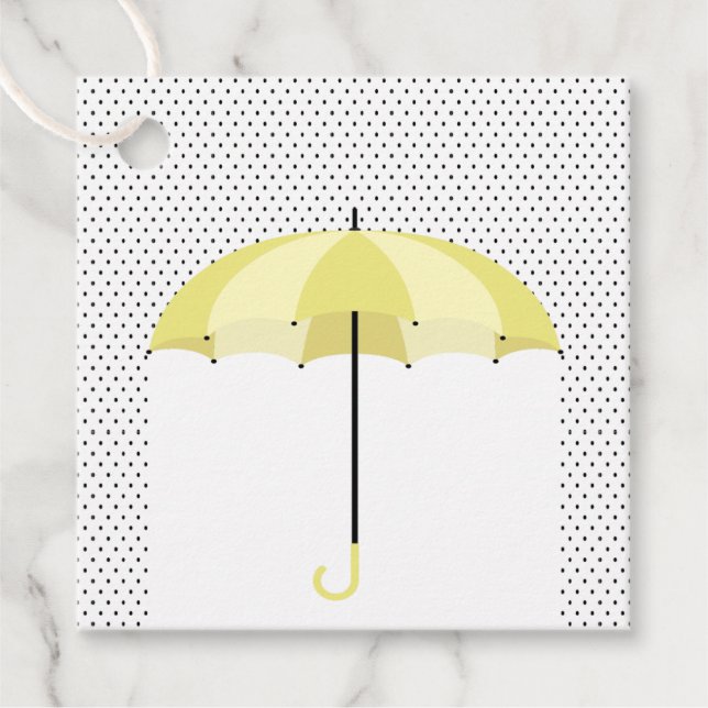 Paraply med Rain Baby Shower Gift-Märkre. Gåvor Etiketter (Framsida)