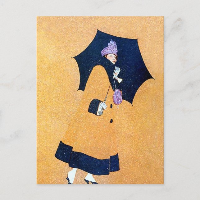 Paraply och snö av C Coles Phillips Vykort (Framsida)