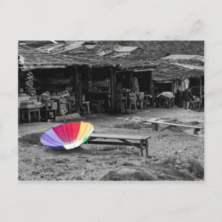 Paraply på en marknad vykort