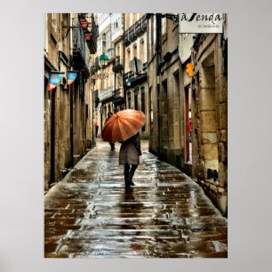 Paraply på gatorna av Santiago de Compostela Poster