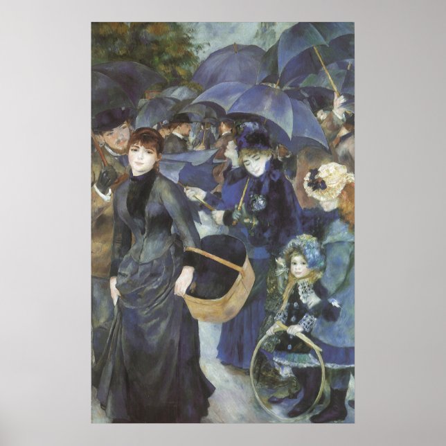Paraplyer av Pierre Renoir, Vintage Impressionism Poster (Framsidan)
