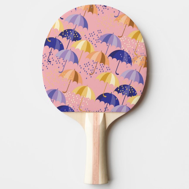 Paraplyer, droppar, färglösa sömlösa motiv. pingisracket (Framsidan)