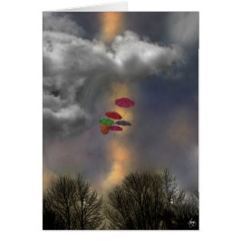 Paraplyer i en Cloudscape Hälsningskort