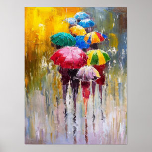 Paraplyer i Poster Rain Painting Art Print