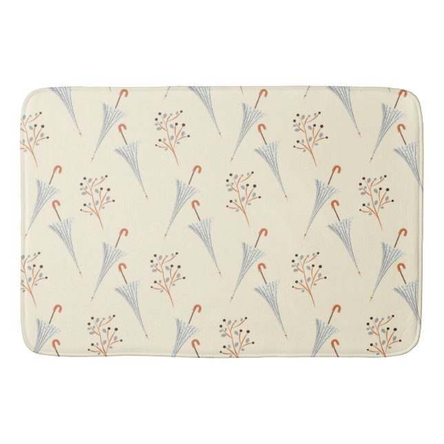 Paraplyer och höstblomma badrumsmatta (Framsidan)