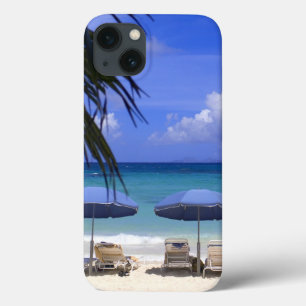 paraplyer på strand, St. Maarten, Karibien