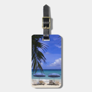 paraplyer på strand, St. Maarten, Karibien Bagagebricka