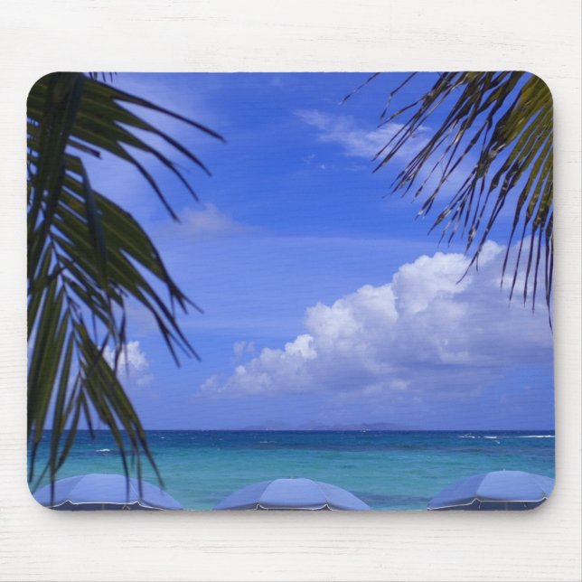 paraplyer på strand, St. Maarten, Karibien Musmatta (Framsidan)