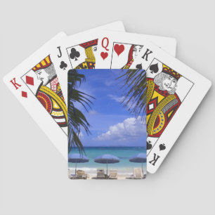 paraplyer på strand, St. Maarten, Karibien Spel Kort