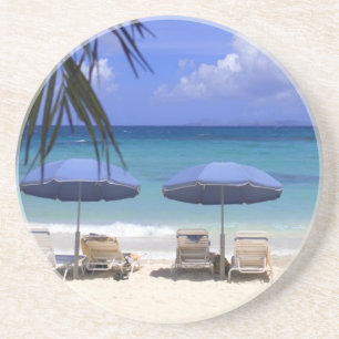 paraplyer på strand, St. Maarten, Karibien Underlägg Sandsten
