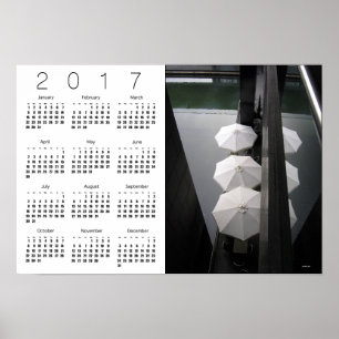 Paraplyer Paris Vit Kalender Affisch 2017