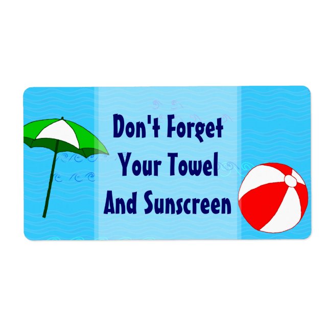 Paraplyetikett för Beach Boll Bassäng Parbrella An Fraktsedel (Framsidan)