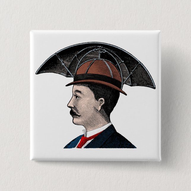 Paraplyhatt - vintageillustration knapp (Framsida)