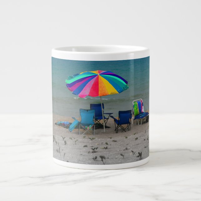 Paraplystolar för färgade strandar Florida-scenen Jumbo Mugg (Framsidan)
