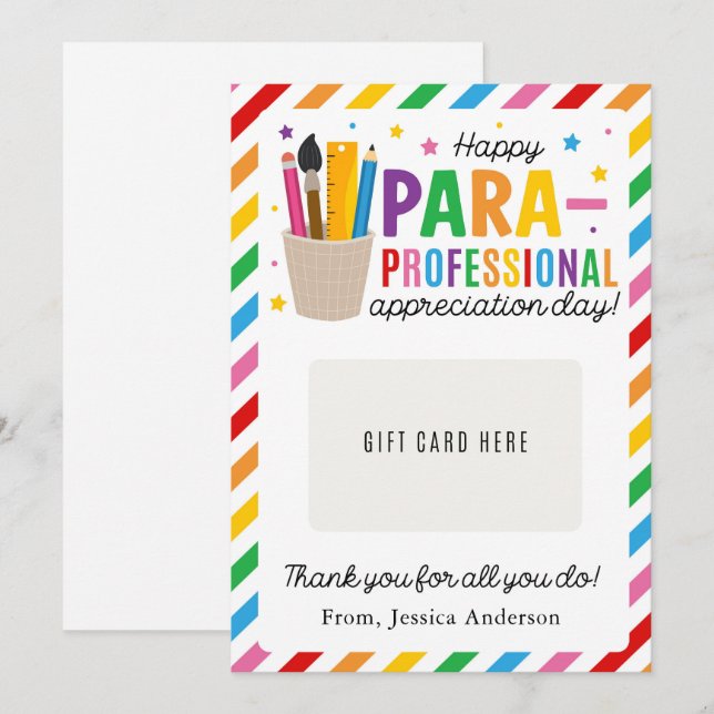 Paraprofessional Appreciation Day Gift Card Holder Inbjudningar (Fram/baksida)