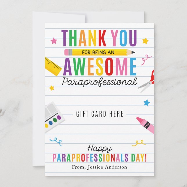 Paraprofessional Appreciation Day Gift Card Holder Inbjudningar (Framsida)