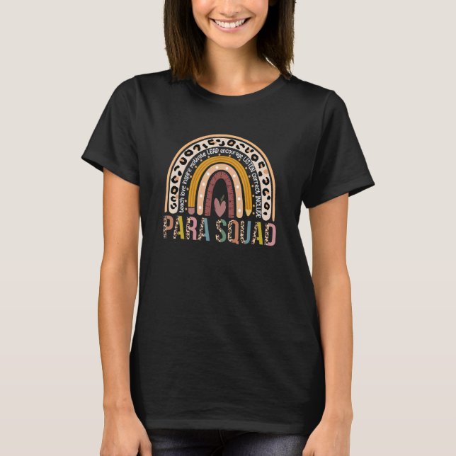 Paraprofessional Para Squad leopard Rainbow Teache T Shirt (Framsida)