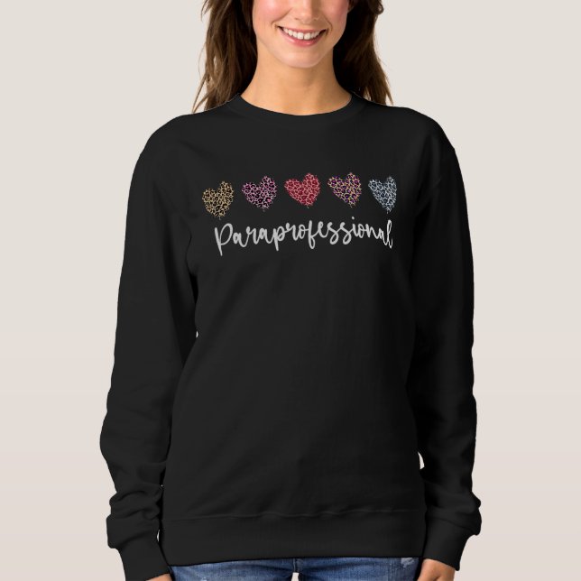 Paraprofessional Pink And Leopard Hearts T Shirt (Framsida)