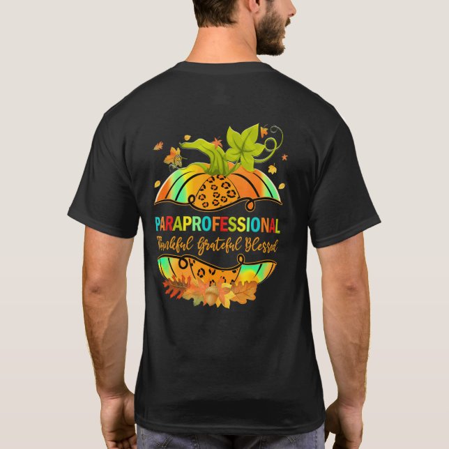 Paraprofessionell hösthösten Lycklig - Fall Thankf T Shirt (Baksida)