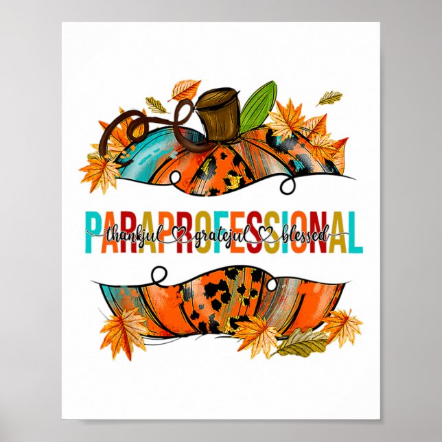 Paraprofessionell Lycklig Fall Y'all Pumpkin Para  Poster (Framsidan)