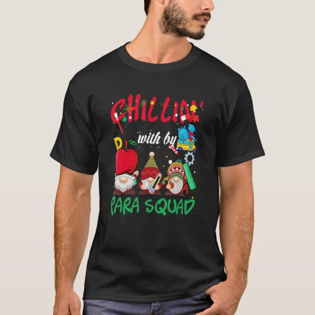 Paraprofessionell Para-styrka Chillin Gnomes Jul T Shirt (Framsida)