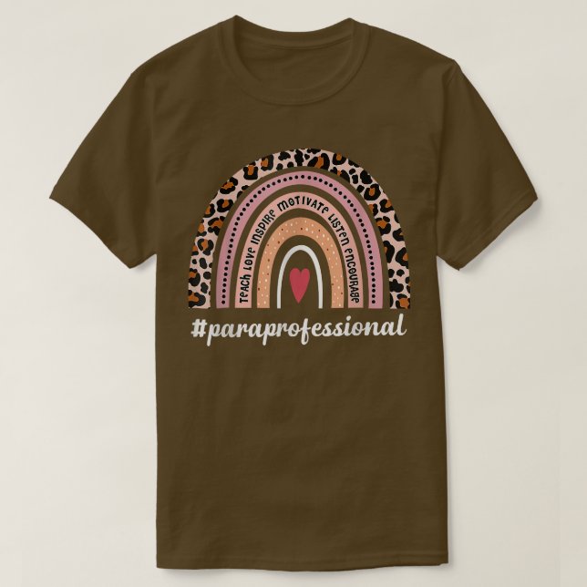 Paraprofessionellt liv Boho Leopard Rainbow tillba T Shirt (Design framsida)