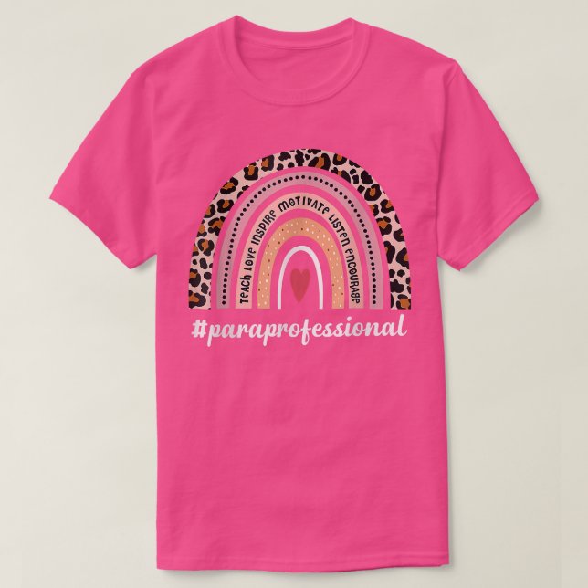 Paraprofessionellt liv Boho Leopard Rainbow tillba T Shirt (Design framsida)