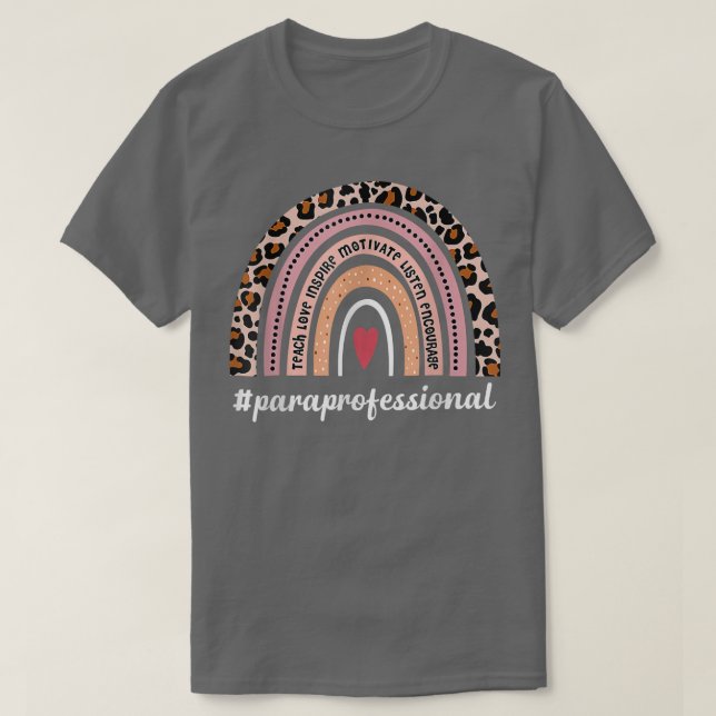 Paraprofessionellt liv Boho Leopard Rainbow tillba T Shirt (Design framsida)