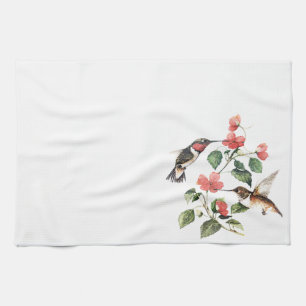 Parar blom- Hummingbirds för söt vintage Kökshandduk