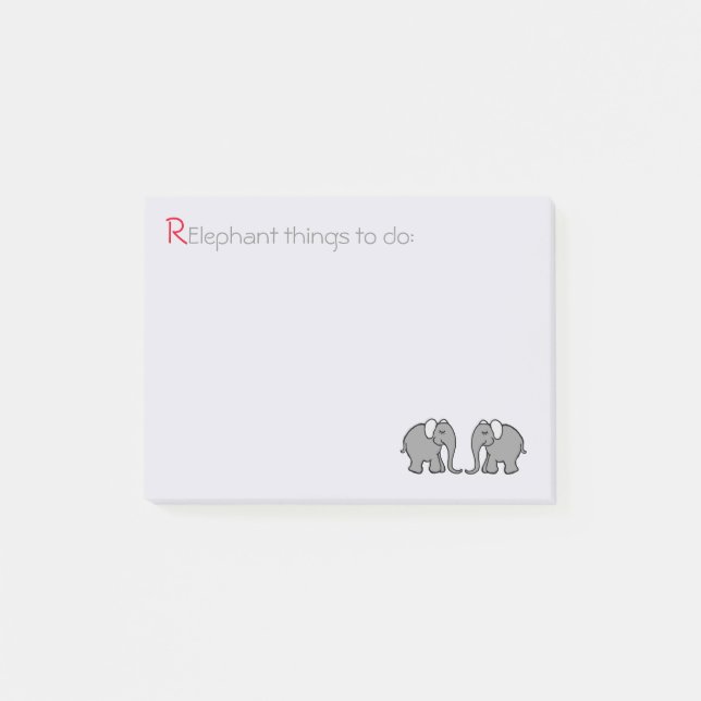 "Parar RElephant som gör" den gulliga elefanten Post-it Block (Framsida)