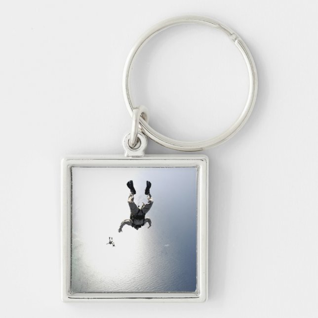 Pararescuemen i den amerikanska Luft-styrkan Fyrkantig Silverfärgad Nyckelring (Framsidan)