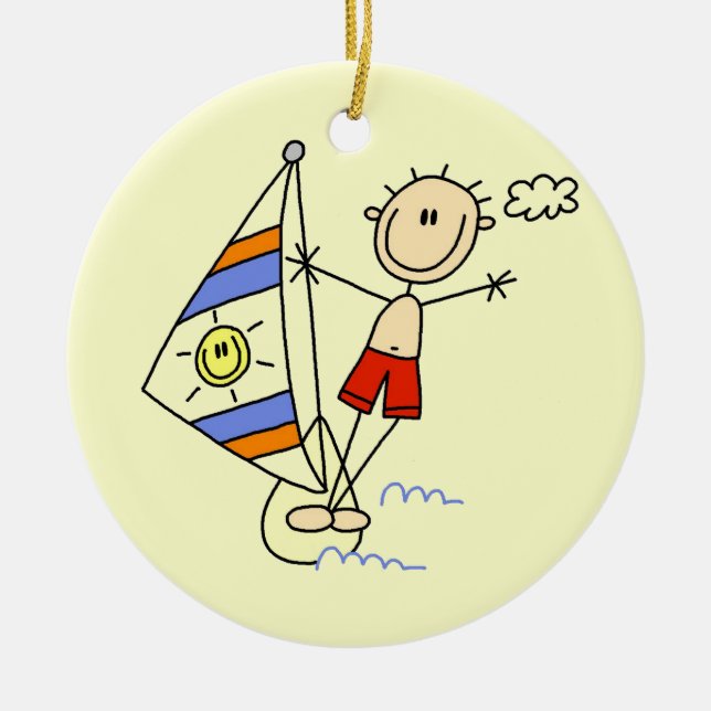 Parasailing Stick figur Julgransprydnad Keramik (Framsidan)