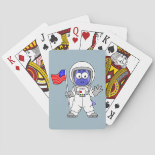 Parasaurolophus Astronaut Holding American Flagga. Casinokort