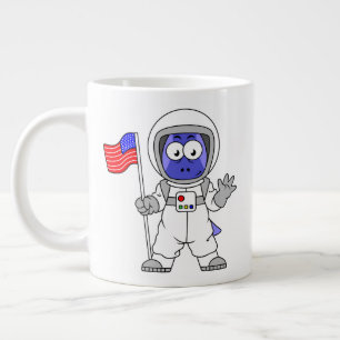 Parasaurolophus Astronaut Holding American Flagga. Jumbo Mugg
