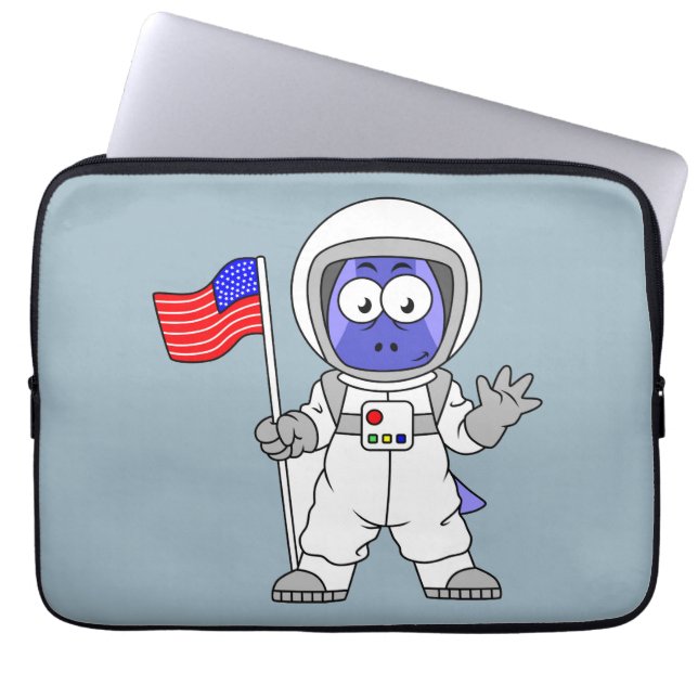 Parasaurolophus Astronaut Holding American Flagga. Laptop Fodral (Framsidan)