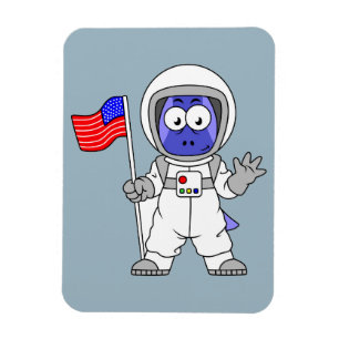 Parasaurolophus Astronaut Holding American Flagga. Magnet