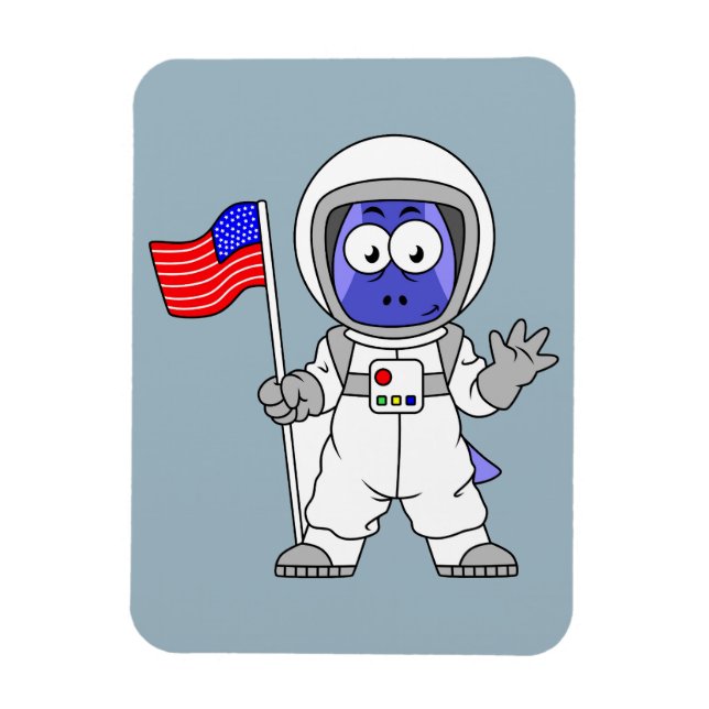 Parasaurolophus Astronaut Holding American Flagga. Magnet (Vertikal)