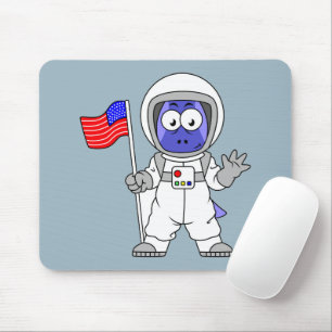 Parasaurolophus Astronaut Holding American Flagga. Musmatta